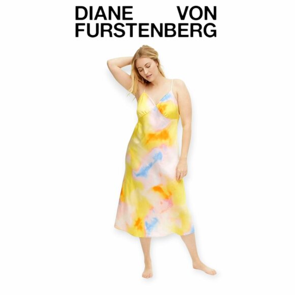 Long Satin Sunset Slip Dress by Diane Von Furstenberg for Target size XL - Picture 1 of 10